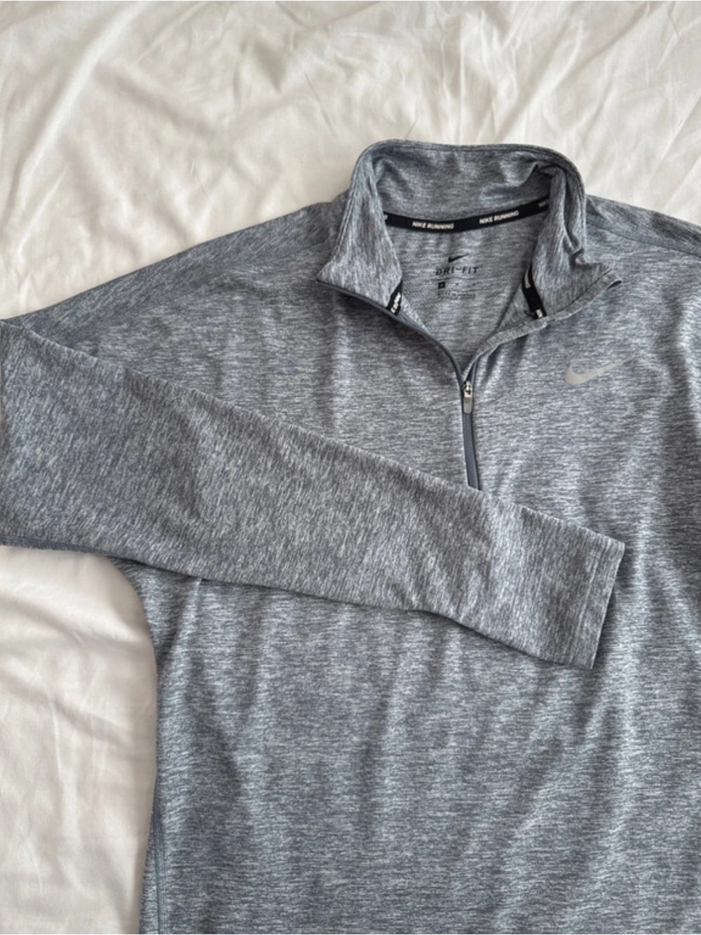 Nike Dri-Fit Quarter Zip Running Jacket Top, Grey/blue, Woman’s medium